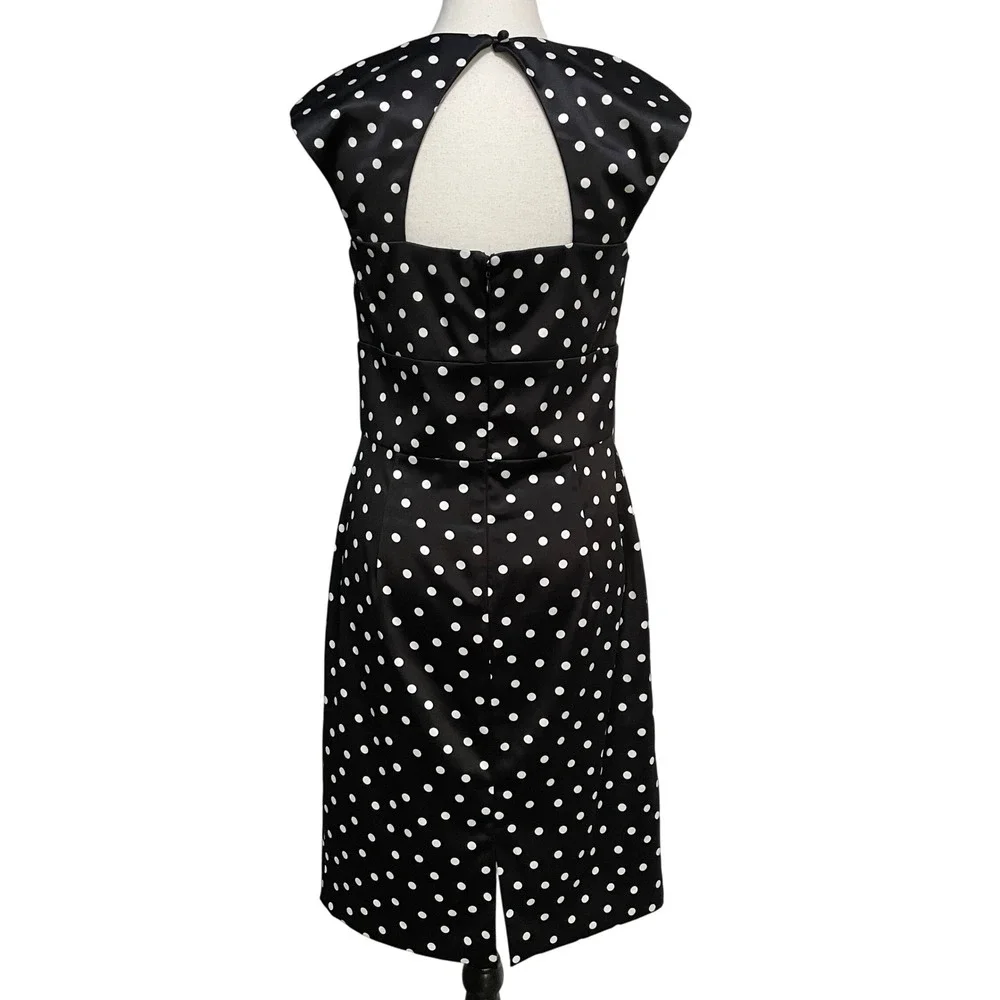 White House Black Market Sheath Dress Sz‎ 8 Polka Dot Pin-up Retro Cocktail Chic - Picture 2 of 13